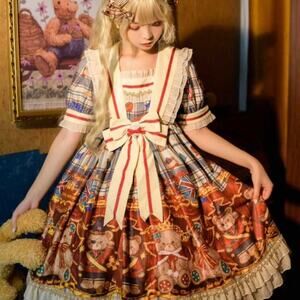 Kawaii Lolita Teddy Bear Dress with Bow details - NWT